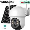 Wonsdar Telecamera PTZ WiFi a Batteria WONSDAR per Esterni, Telecamera IP HD Wireless Solare con Rilevamento Umano e Allarme in Tempo Reale ICSee