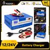 NONE Caricabatterie Intelligente Automatico Podofo 12V/24V 10A a 3 Fasi, Portatile, con Riparazione a Impulsi, per Auto, Camion, Moto, Auto Giocattolo, Barche, Tosaerba, Camper, SUV, ATV