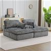 Vankel Divano Letto Modulare in Corduroy Grigio, Divano da Terra Convertibile a 2 Posti Combinabile Liberamente, Supporto Ergonomico per Schiena, Lombare e Gambe, Nessun Montaggio Richiesto, Compresso