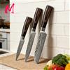MYVIT Set di 3 Coltelli da Cucina in Acciaio Damascato Laser 7CR17 440C, Coltello Santoku Giapponese, da Chef, da Macellaio, per Affettare e Multiuso