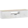 HOMCOM Mobile TV lucido con 3 scomparti e cassetto, 160x38x43 cm, legno naturale | Aosom Italy