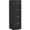 HOMCOM Cassettiera ufficio 4 cassetti con 2 serrature e barra portadocumenti, 40x42x130,8 cm, nero | Aosom Italy