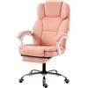 HOMCOM Sedia da ufficio ergonomica reclinabile in pelle sintetica e altezza regolabile, rosa | Aosom Italy