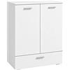 HOMCOM Credenza con cassetto e ripiano interno regolabile, bianco | Aosom Italy