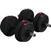 SPORTNOW Set 2 Manubri Convertibili in Bilanciere con Dischi Regolabili, 15 kg, Rosso | Aosom Italy