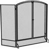 HOMCOM Parascintille per Camino Pieghevole a 3 Pannelli con 2 Porte, 122x10x75 cm, Nero | Aosom Italy