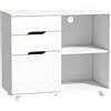 HOMCOM Mobile Porta Stampante con Ruote, 3 Cassetti e Ripiani Aperti, 80x40x68 cm, Bianco | Aosom Italy
