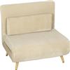 HOMCOM Poltrona Letto 3 in 1 Richiudibile in Velluto a Coste con Schienale Regolabile, Beige | Aosom Italy