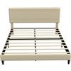 HOMCOM Struttura Letto 160x200 cm con Rete a Doghe, Imbottitura e Rivestimento in Tessuto, Beige | Aosom Italy