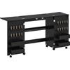 HOMCOM Tavolo da Cucito Pieghevole su Ruote con 2 Ante, 4 Contenitori e 20 Ganci, 160x40x83 cm, Nero | Aosom Italy