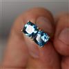 925 Sterling Silver Naturale Topazio Blu Cuscino Pietra 925 Argento Massiccio Donna Design Orecchini