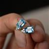 925 Sterling Silver Vero Topazio Blu Ottagono Pietra 925 Sterling Silver Da Design Orecchini a Lobo