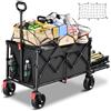 YEAUPE PRO Carrello Spiaggia, Carrello Pieghevole con Ruote 160-240L | Doppi freni ant., ruote grandi, manico regolabile, retro apribile, portata 200kg, outdoor, pesca e campeggio, Nero Lucido