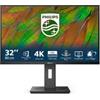 Philips MONITOR LCD VA LED 32 Wide 4K 4ms LowBlue MM UHD 1000:1 BLACK 2xHDMI DP Hub USB REG.ALT. Vesa