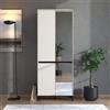 Dmora Scarpiera Namoki 80x40x206h cm Beige Rovere Nodi 9 Ripiani con Specchio, Mobile Portascarpe 4 Ante