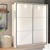 Dmora Guardaroba Grande Kasachi 179x210h cm Bianco Opaco Appendiabiti 5 Ripiani, Armadio Camera da Letto Apertura Scorrevole