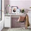 Dmora Scrivania Obihiro 100x50x75h cm Bianco Opaco 2 Ripiani 3 Vani, Un'anta