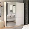 Dmora Guardaroba Grande Kasato 179x210h cm Bianco Appendiabiti 5 Ripiani, Armadio Camera da Letto 2 Ante
