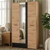 Dmora Guardaroba 3 Ante Hasamoo 119x53 cm Marrone Rovere Nodi Appendiabiti Un Cassetto, Armadio Camera da Letto 5 Ripiani