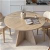 Dmora Tavolo Fisso Ulthar 120x120x75h cm Bianco Marmo 4 Posti Forma Rotondo, Peso Supportato 60 kg