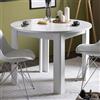 Dmora Tavolo Fisso Sakochi 107x107x77h cm Bianco 4 Posti Forma Rotondo, Materiale Piano in Legno Nobilitato