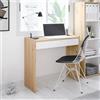 Dmora - Scrivania Fresno, Scrittoio lineare con cassetto, Tavolo da studio o ufficio porta PC, 82x40h77 cm, Rovere nodi e Bianco