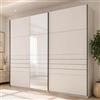 Dmora Guardaroba Grande Kawasaki 245x218h cm Bianco Crema Appendiabiti 2 Ripiani, Armadio Camera da Letto Apertura Scorrevole