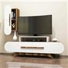 Dmora - Parete attrezzata Segin, Composizione soggiorno, Mobile salotto multiuso, Armadio porta TV, 145x37h50 cm, Noce e Bianco