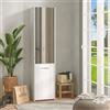 Dmora Scarpiera Nasuya 47x38x199h cm Bianco 8 Ripiani 2 Ante, Mobile Portascarpe con Specchio