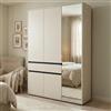 Dmora Guardaroba 3 Ante Hamishi 138x55 cm Bianco 5 Ripiani Un Cassetto, Armadio Camera da Letto Appendiabiti