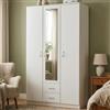 Dmora Guardaroba 3 Ante Hasami 120x52 cm Bianco 4 Ripiani 2 Cassetti, Armadio Camera da Letto Appendiabiti