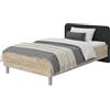 Dmora Letto Piazza e Mezza Ketofu Marrone Rovere Grigio Dimensione Materasso 120x200 cm, Imbottito