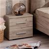 Dmora Comodino Chisuto 45x34x43h cm Marrone Noce 2 Cassetti Un Ripiano, Apertura Scorrevole