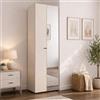 Dmora Guardaroba 2 Ante Hafuto 64x194h cm Bianco Appendiabiti 3 Ripiani, Armadio Camera da Letto 4 Vani