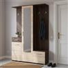 Dmora Mobile da Ingresso Koraka 134x33x198h cm Marrone Rovere Specchio Incluso un Cassetto, 9 Ripiani