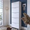 Dmora Scarpiera Laptev 69x28x187h cm Bianco 5 Ripiani 10 Vani, Mobile Portascarpe 5 Ante