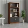 Dmora - Libreria Haris, Scaffale da ufficio, Mobile portalibri, Biblioteca, 64x38 h140 cm, Noce e Antracite