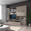 Dmora Parete Attrezzata Tuamotu Marrone Olmo 5 Ripiani Modulabile, Mobile Soggiorno Apertura Battente, a Ribalta