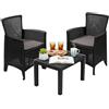 Dmora Set Salotto da Esterno Collemeto Nero Antracite 2 Posti Un Tavolino, Salottino Outdoor Cuscini Inclusi