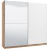 Dmora Guardaroba Grande Kakami 217x210h cm Bianco Appendiabiti 8 Ripiani, Armadio Camera da Letto Apertura Scorrevole