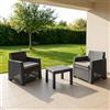 Dmora Set Salotto da Esterno Filiano Grigio Antracite 2 Posti Un Tavolino, Salottino Outdoor Cuscini Inclusi Made in Italy