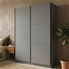Dmora Guardaroba Grande Kasachi 179x210h cm Nero Antracite 5 Ripiani Appendiabiti, Armadio Camera da Letto 2 Ante