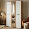 Dmora Guardaroba 3 Ante Hasamo 119x53 cm Bianco Rovere Nodi Appendiabiti 5 Ripiani, Armadio Camera da Letto 7 Vani