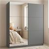 Dmora Guardaroba Grande Kasato 179x210h cm Nero Antracite 5 Ripiani Appendiabiti, Armadio Camera da Letto 2 Ante