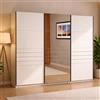Dmora Guardaroba Grande Kechishi 267x217h cm Bianco Opaco Appendiabiti 2 Ripiani, Armadio Camera da Letto Apertura Scorrevole