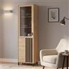 Dmora Vetrina Shifumo 55x40x193h cm Marrone Rovere Nodi 4 Ripiani Apertura Battente, Mobile Espositore 2 Ante