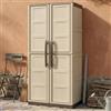Dmora - Armadio da esterno Avelgem, Armadio balcone multiuso, Mobile porta scope 2 ante, 100% Made in Italy, 70x47h178 cm, Beige e Marrone, Finitura quadri
