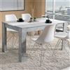 Dmora Tavolo Fisso Sakoki 135x81x75h cm Grigio Cemento 6 Posti Forma Rettangolare, Colore Struttura Bianco