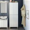 Dmora - Mobile colonna Sarasota, Pensile bagno o cucina, Armadio alto multifunzione, Mobiletto multiuso, 60x35 h182 cm, Bianco lucido