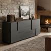 Dmora - Credenza Yoel, Buffet da soggiorno, Madia da salotto con 4 ante e 3 cassetti, 220x44h86 cm, Antracite